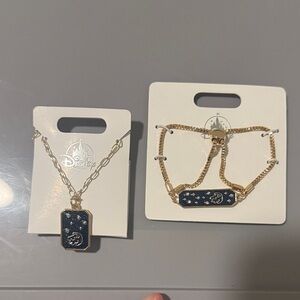 Disney Gold and Navy Necklace Set